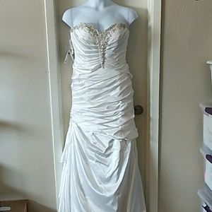 Alfred Angelo White chapel train wedding dress